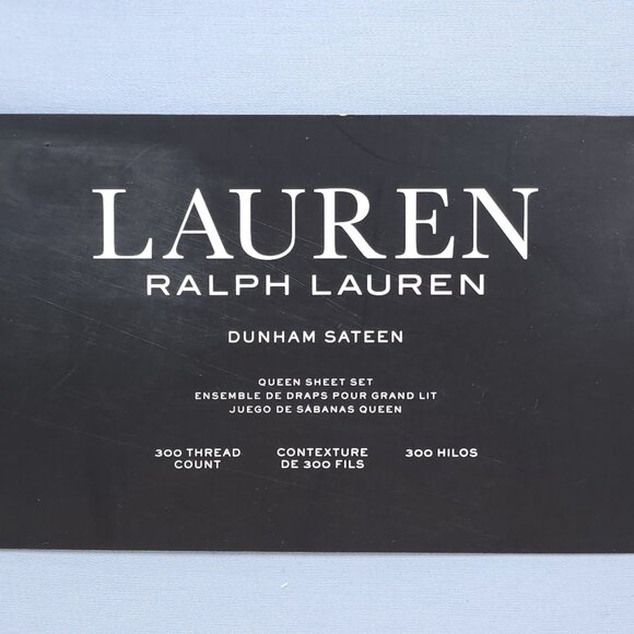 Lauren Ralph Lauren Queen Sheet Set Dunham Sateen 300 Thread Count Blue - Picture 4 of 8